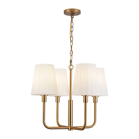 Alora Lighting Plisse 4 Light 23" Wide Chandelier with Opal Glass Shades Aged Gold