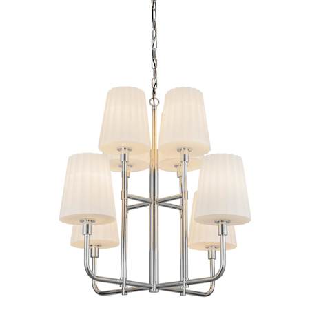 Alora Lighting Plisse 8 Light 30" Wide Chandelier with Opal Glass Shades Chrome