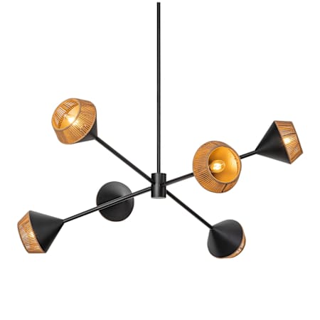 Alora Lighting Daphne 6 Light 38" Wide Chandelier Matte Black / Brown Cotton Rope