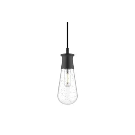 Alora Lighting Marcel 8" Wide Mini Pendant Black / Clear Bubble Glass