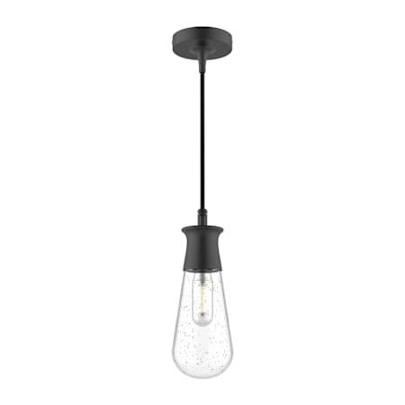 Alora Lighting Marcel 8" Wide Mini Pendant Black / Clear Bubble Glass