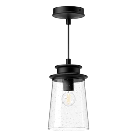 Alora Lighting Quincy 6" Wide Outdoor Mini Pendant with Clear Bubble Glass Shade Black Textured