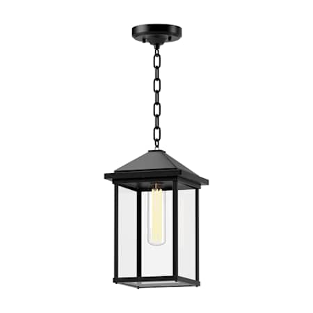 Alora Lighting Larchmont 8" Wide Outdoor Mini Pendant with Clear Glass Shade Black Textured