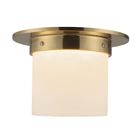 Alora Lighting Mineral 8" Wide Flush Mount Cylindrical Ceiling Fixture Patina Brass / Alabaster