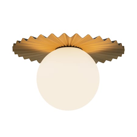 Alora Lighting Plume 14" Wide Flush Mount Globe Ceiling Fixture with Opal Glass Shade Brushed Gold