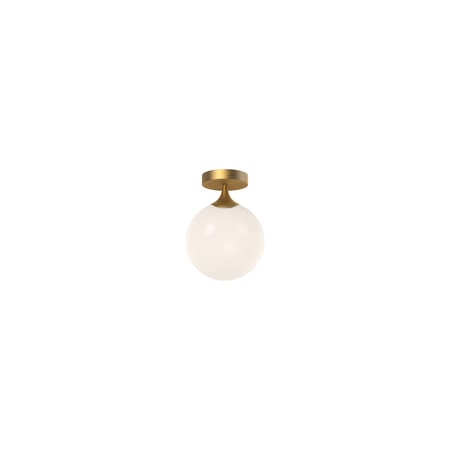 Alora Lighting Nouveau 8" Wide Semi-Flush Globe Ceiling Fixture with Opal Glass Shade Aged Gold