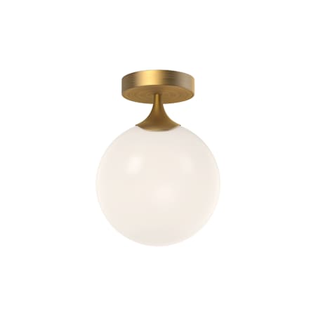 Alora Lighting Nouveau 8" Wide Semi-Flush Globe Ceiling Fixture with Opal Glass Shade Aged Gold