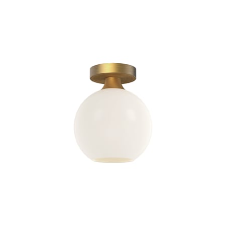 Alora Lighting Castilla 8" Wide Semi-Flush Globe Ceiling Fixture with Opal Glass Shade Aged Gold