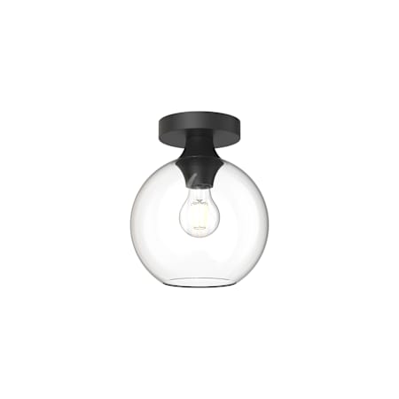Alora Lighting Castilla 8" Wide Semi-Flush Globe Ceiling Fixture with Clear Glass Shade Matte Black