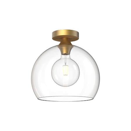 Alora Lighting Castilla 12" Wide Semi-Flush Globe Ceiling Fixture with Clear Glass Shade Aged Gold