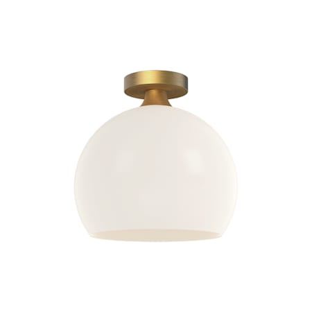 Alora Lighting Castilla 12" Wide Semi-Flush Globe Ceiling Fixture with Opal Glass Shade Aged Gold