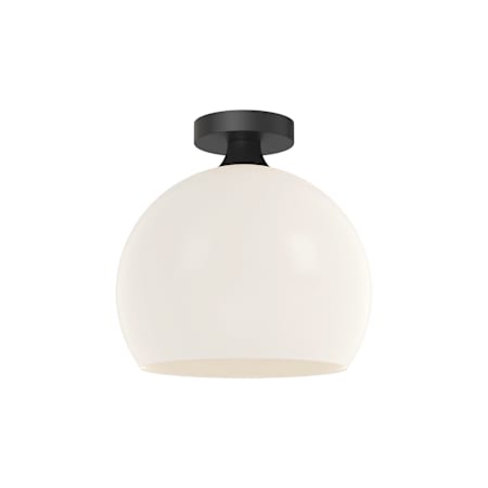 Alora Lighting Castilla 12" Wide Semi-Flush Globe Ceiling Fixture with Opal Glass Shade Matte Black