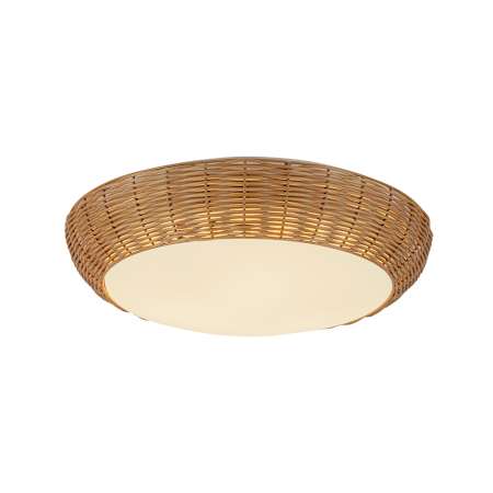 Alora Lighting Merida 3 Light 17" Wide Flush Mount Bowl Ceiling Fixture with Rattan and Frosted Glass Shade Rattan