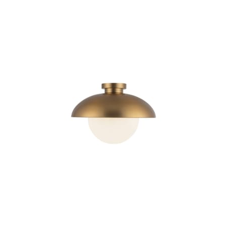 Alora Lighting Rubio 11" Wide Semi-Flush Ceiling Fixture with Opal Glass Shade Aged Gold