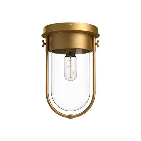 Alora Lighting Cyrus 8" Wide Outdoor Flush Mount Ceiling Fixture with Clear Glass Shade Aged Gold