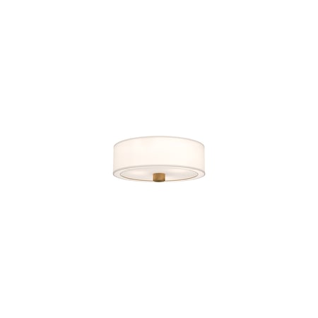 Alora Lighting Theo 3 Light 24" Wide Flush Mount Drum Ceiling Fixture with Linen Shade Aged Gold