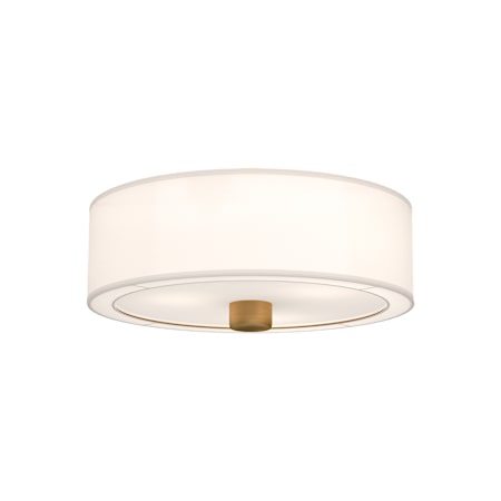 Alora Lighting Theo 3 Light 24" Wide Flush Mount Drum Ceiling Fixture with Linen Shade Aged Gold