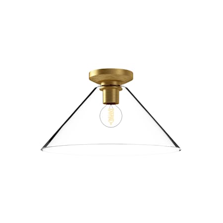 Alora Lighting Salem 14" Wide Semi-Flush Ceiling Fixture with Clear Glass Shade Brushed Gold