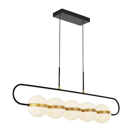 Alora Lighting Tagliato 43" Wide LED Linear Chandelier with Frosted Acrylic Shades Matte Black / Brushed Gold