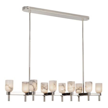 Alora Lighting Lucian 10 Light 52" Wide Linear Pendant Polished Nickel / Alabaster