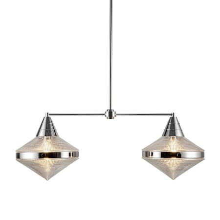 Alora Lighting Willard 2 Light 41" Wide Linear Pendant Polished Nickel / Clear Prismatic Glass