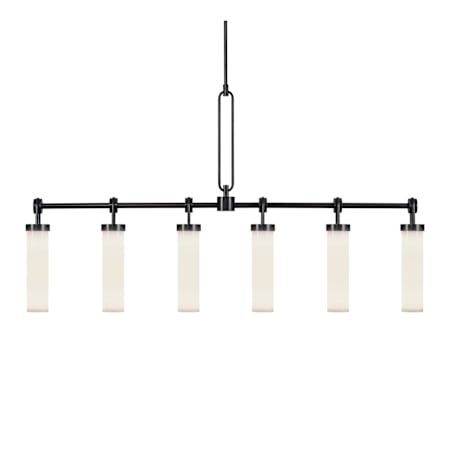 Alora Lighting Wynwood 6 Light 52" Wide Linear Pendant Urban Bronze / Glossy Opal Glass