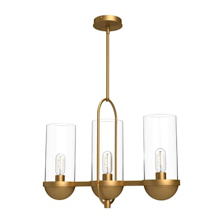 Alora Lighting Cyrus 3 Light 24" Wide Outdoor Chandelier with Clear Glass Shades Aged Gold