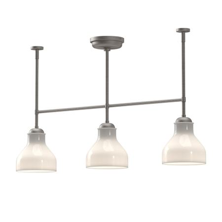 Alora Lighting Westlake 3 Light 34" Wide Linear Pendant with Glossy Opal Glass Shades Brushed Nickel