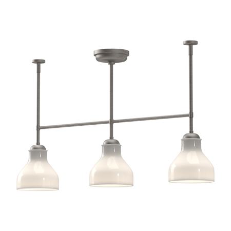 Alora Lighting Westlake 3 Light 34" Wide Linear Pendant with Glossy Opal Glass Shades Brushed Nickel