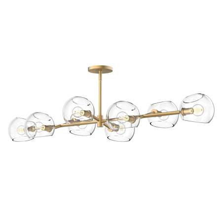 Alora Lighting Willow 8 Light 48" Wide Linear Chandelier with Clear Glass Shades Brushed Gold