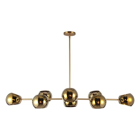 Alora Lighting Willow 8 Light 48" Wide Linear Chandelier with Copper Glass Shades Brushed Gold