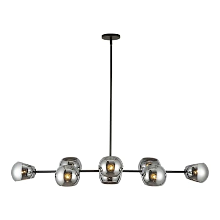 Alora Lighting Willow 8 Light 48" Wide Linear Chandelier with Smoked Glass Shades Matte Black