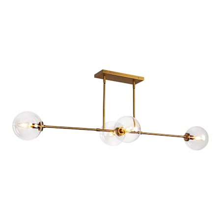 Alora Lighting Cassia 4 Light 13" Wide Linear Pendant Aged Brass / Clear Glass