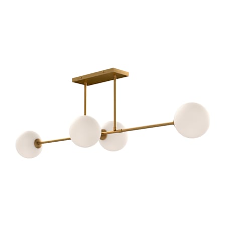 Alora Lighting Cassia 4 Light 48" Wide Linear Chandelier with Opal Glass Shades Aged Gold