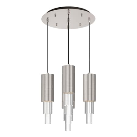Alora Lighting Bordeaux 15" Wide Lantern Chandelier Brushed Nickel / Clear Ribbed Glass