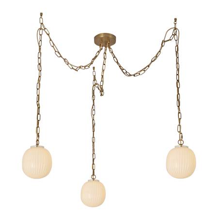 Alora Lighting Cherise 3 Light 7" Wide Multi Light Pendant with Ribbed Opal Glass Shades Brushed Gold / Glossy Ribbed Opal Glass