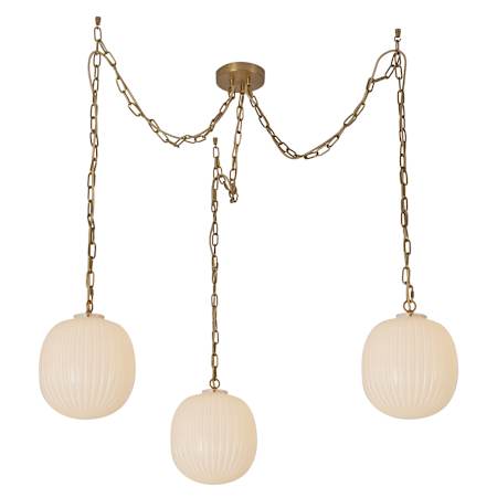Alora Lighting Cherise 3 Light 12" Wide Multi Light Pendant with Ribbed Opal Glass Shades Brushed Gold / Glossy Ribbed Opal Glass