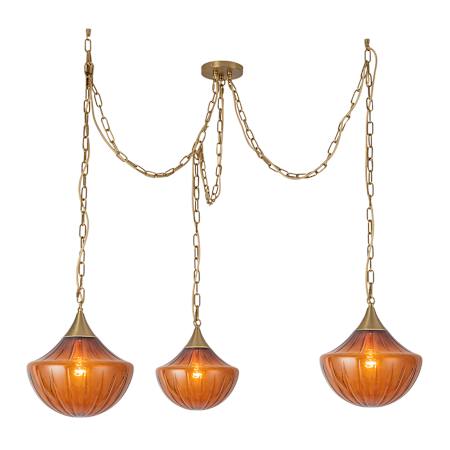 Alora Lighting Farrah 3 Light 12" Wide Multi Light Pendant Brushed Gold / Amber