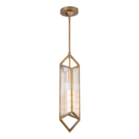 Alora Lighting Cairo 6" Wide Mini Pendant Vintage Brass / Clear Ribbed Glass