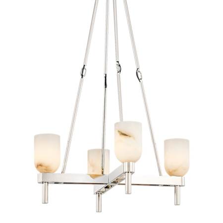 Alora Lighting Lucian 4 Light 22" Wide Chandelier Polished Nickel / Alabaster