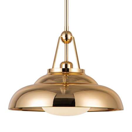 Alora Lighting Palmetto 15" Wide Pendant Polished Brass / Glossy Opal Glass