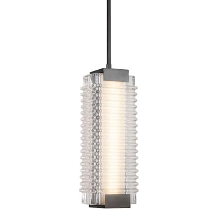 Alora Lighting Alai 16" Tall 2700K LED Mini Pendant Urban Bronze / Ribbed Glass