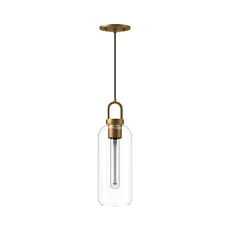 Alora Lighting Soji 5" Wide Mini Pendant with Clear Glass Shade Aged Gold