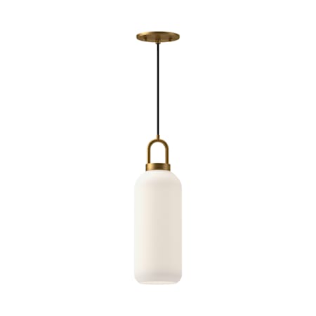 Alora Lighting Soji 5" Wide Mini Pendant with Frosted Glass Shade Aged Gold