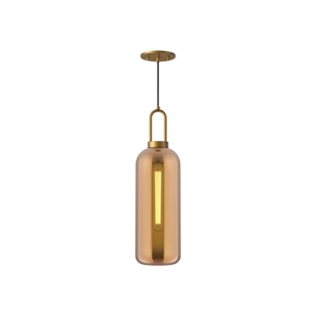 Alora Lighting Soji 6" Wide Mini Pendant with a Copper Glass Shade Aged Gold