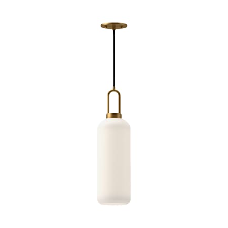 Alora Lighting Soji 6" Wide Mini Pendant with Frosted Glass Shade Aged Gold