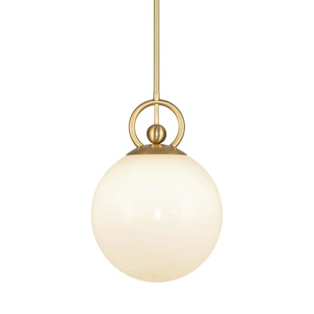 Alora Lighting Fiore 10" Wide Pendant Brushed Gold / Glossy Opal Glass