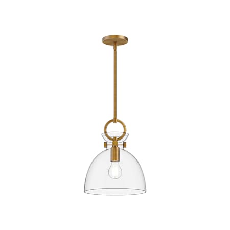 Alora Lighting Waldo 11" Wide Pendant Aged Gold / Clear Glass