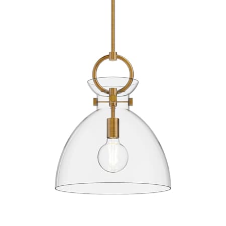 Alora Lighting Waldo 14" Wide Pendant Aged Gold / Clear Glass