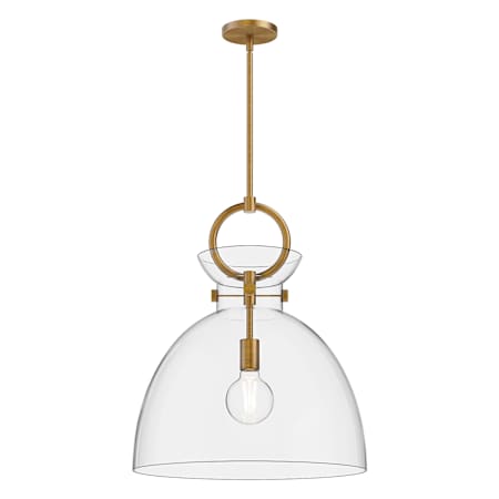 Alora Lighting Waldo 18" Wide Pendant Aged Gold / Clear Glass